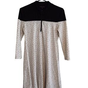 Victoria's Secret Dress Women S White Black Excellent Polka Dot Quarter Zip